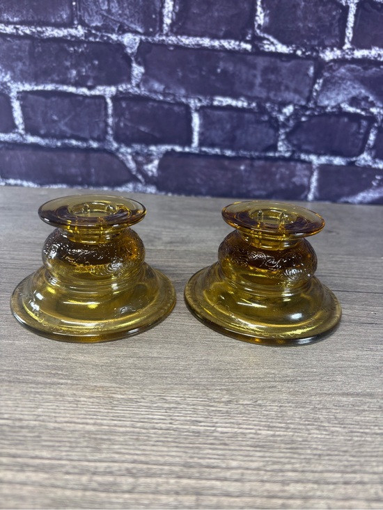 Federal Glass Other - Vintage Amber Glass Madrid Candle Holders